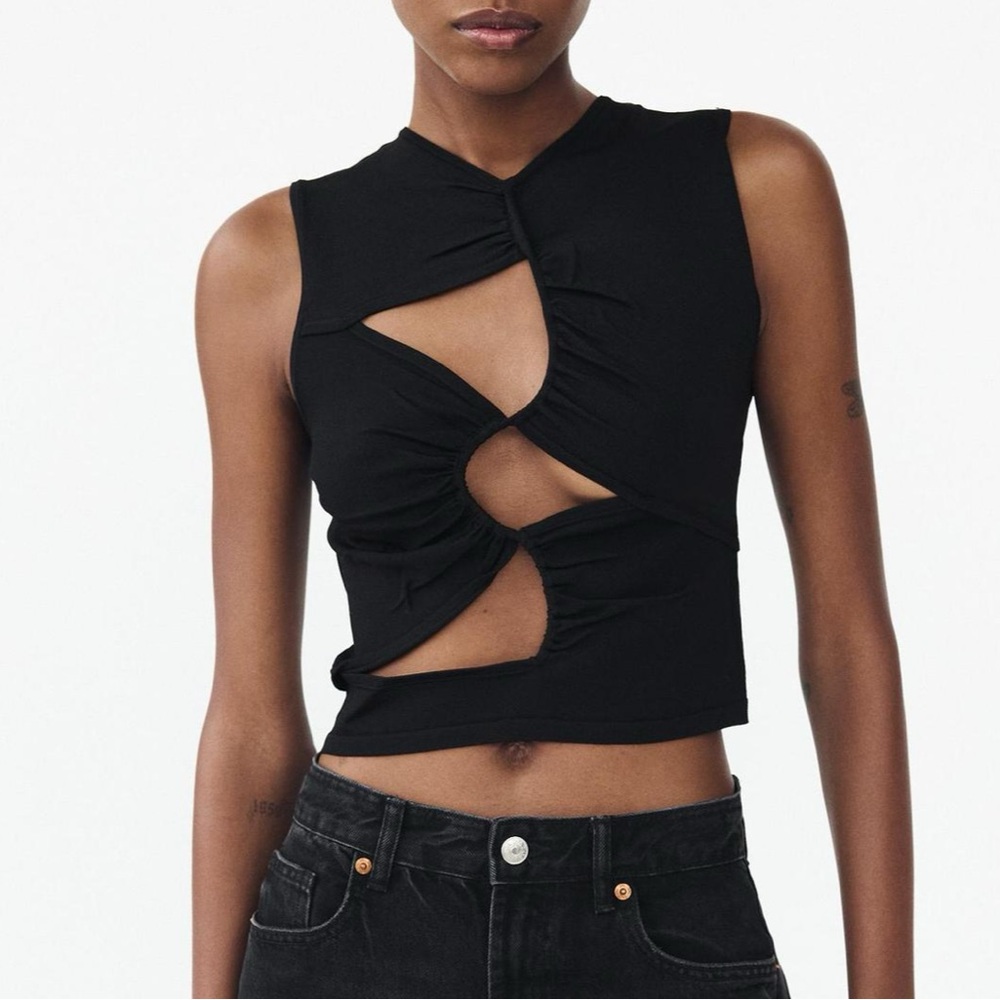 Zara Black Cut-Out Top